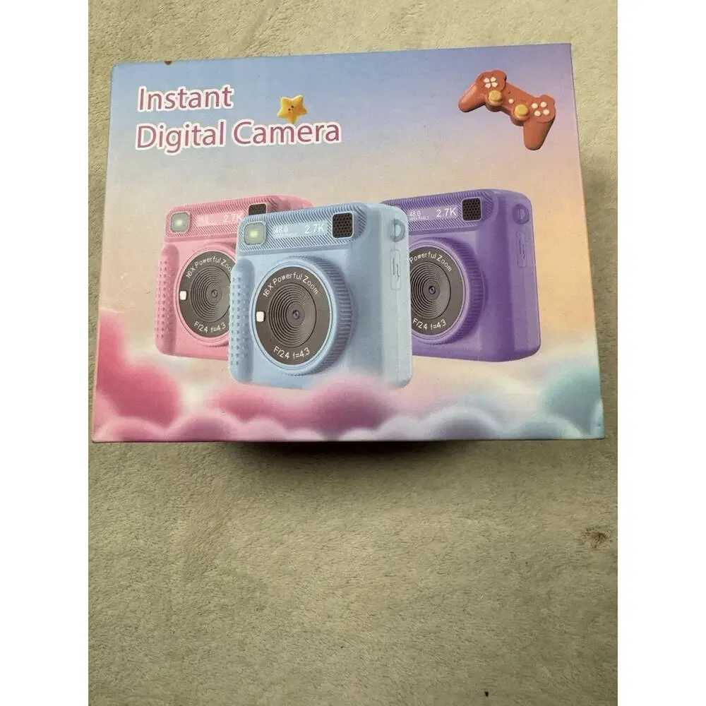 Kids Instant Print Digital Camera 48MP 2.7K Blue w/ Paper Rolls New Open Box